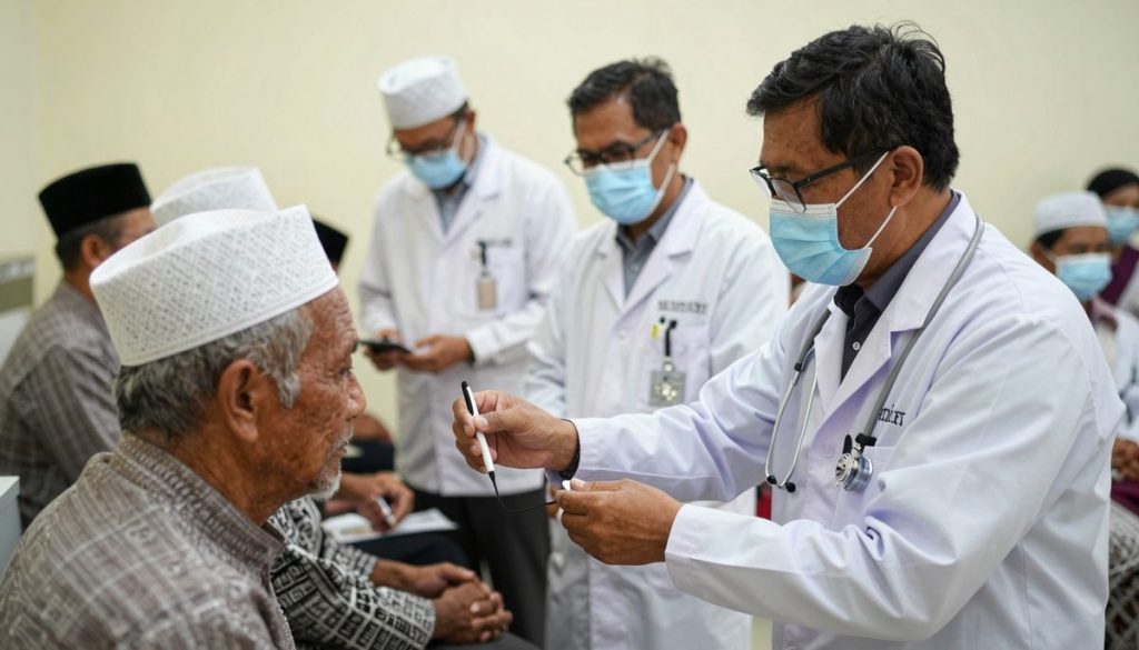 Tim medis memeriksa jemaah haji lansia